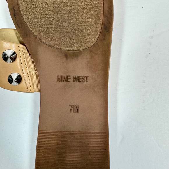 Nine West Studded Slide Sandals Two Strap Flats Casual Shoes Size 7M - Picture 5 of 6